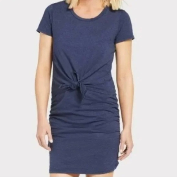 Sundry Navy Blue Knotted T-Shirt Dress - Picture 1 of 5